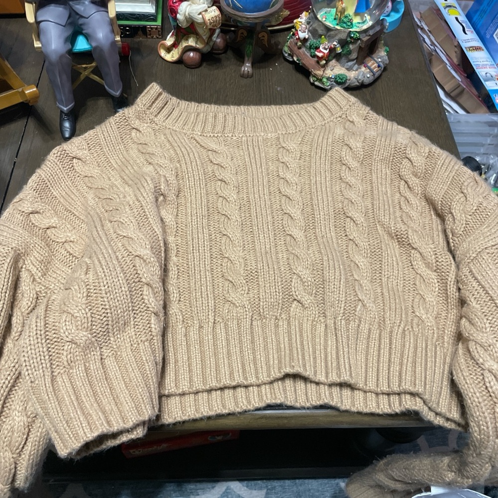 Cozy Cable Knit Tan Sweater